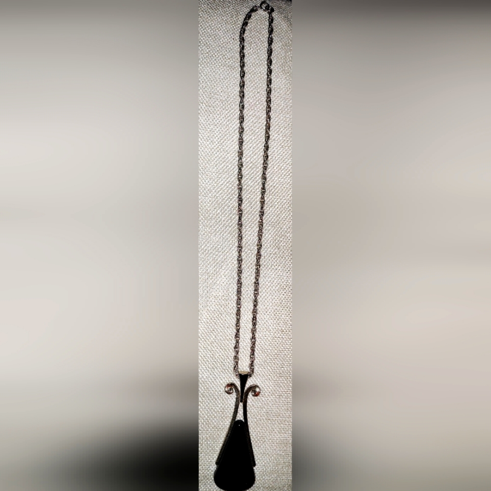 Black Pendant on Faux Silver Chain